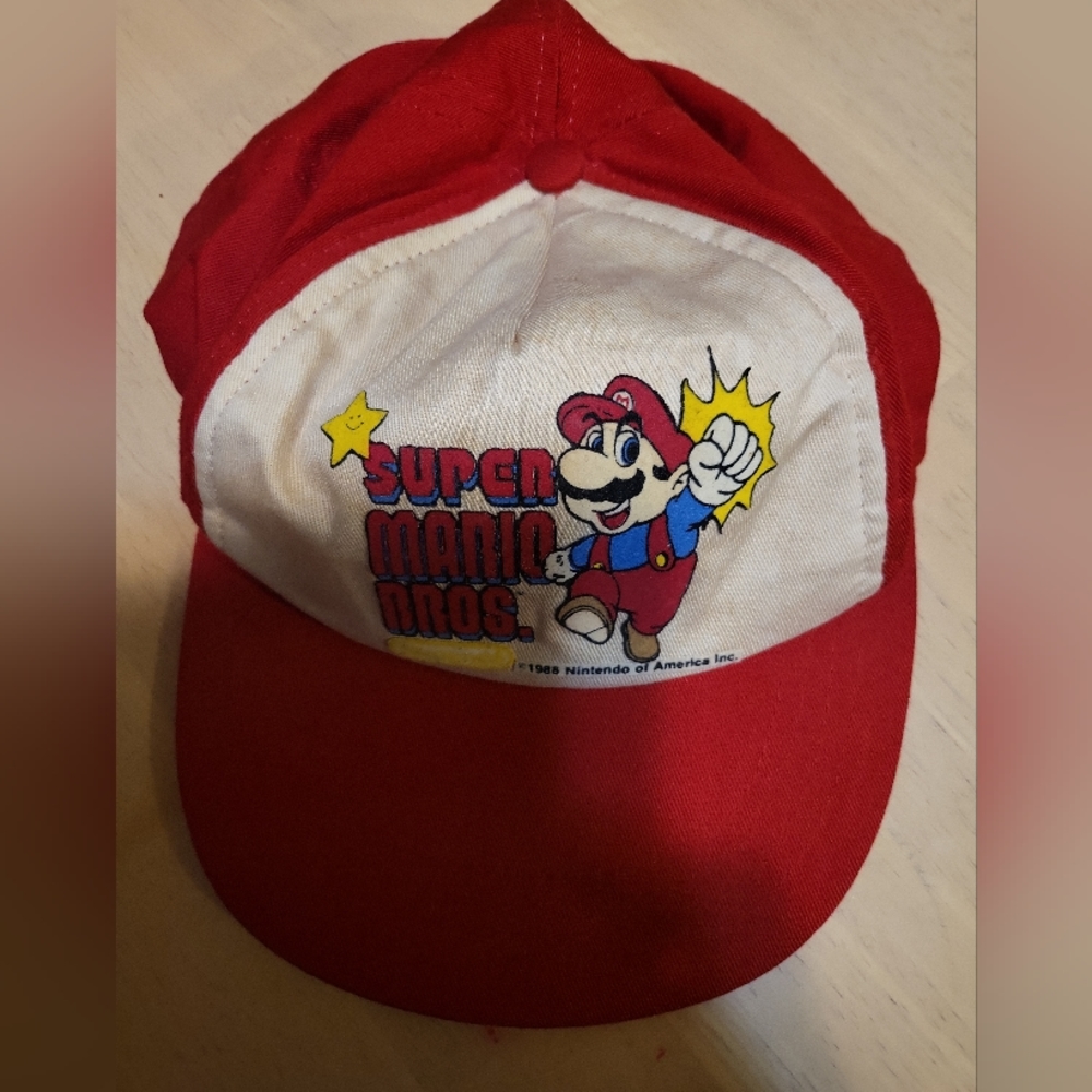 Vintage 1988 Super Mario Bros Nintendo Licensed Hat Snap Back Cap WORN